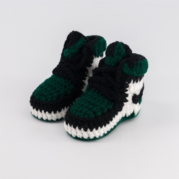 Baby Crochet Sneakers - AJ Pine Green - Baby Sneakers Shop - unisex baby crochet shoes