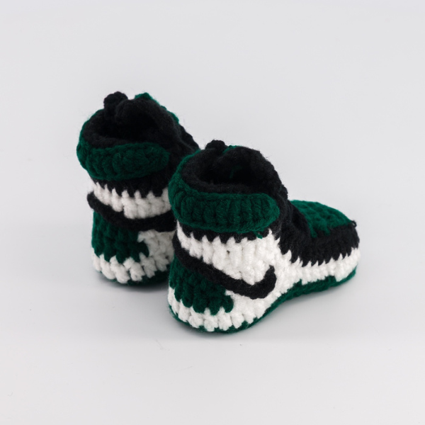 Baby Crochet Sneakers - AJ Pine Green - Baby Sneakers Shop - unisex baby crochet shoes