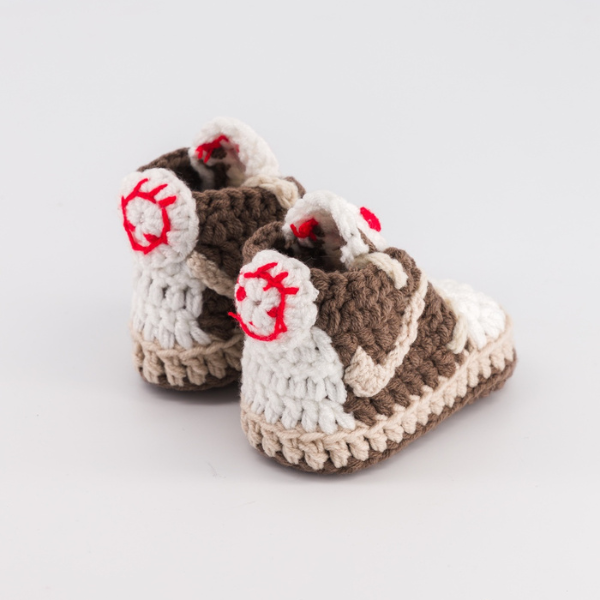 Baby Crochet Sneakers - AJ Mocha White