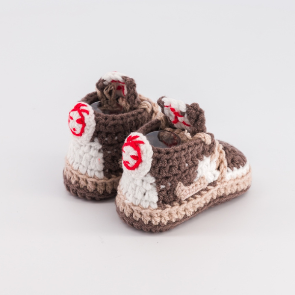 Baby Crochet Sneakers - AJ Travis Reverse Mocha - Baby Sneakers Shop - unisex baby crochet shoes