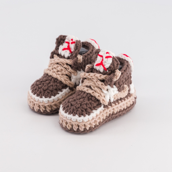 Baby Crochet Sneakers - AJ Travis Reverse Mocha - Baby Sneakers Shop - unisex baby crochet shoes