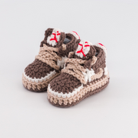 Thumbnail for Baby Crochet Sneakers - AJ Travis Reverse Mocha - Baby Sneakers Shop - unisex baby crochet shoes