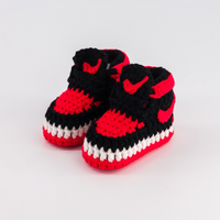 Thumbnail for Baby Crochet Sneakers - AJ Bred - Baby Sneakers Shop - unisex baby crochet shoes