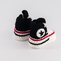 Thumbnail for Baby Crochet Sneakers - Converse Black - Baby Sneakers Shop - unisex baby crochet shoes