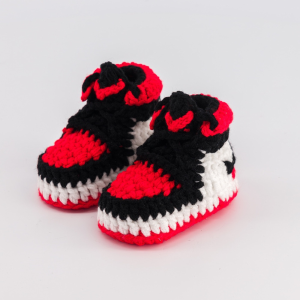 Baby Crochet Sneakers - AJ1 Chicago - Baby Sneakers Shop - unisex baby crochet shoes