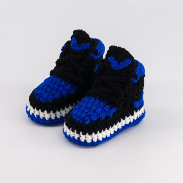 Baby Crochet Sneakers - AJ1 Royal Blue - Baby Sneakers Shop - unisex baby crochet shoes