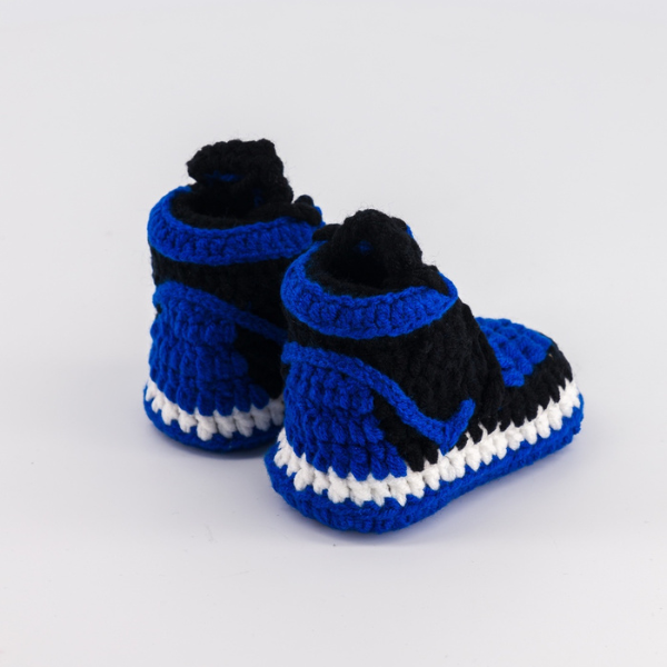 Baby Crochet Sneakers - AJ1 Royal Blue - Baby Sneakers Shop - unisex baby crochet shoes