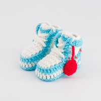 Thumbnail for Baby Crochet Sneakers - AJ1 O-W UNC - Baby Sneakers Shop - unisex baby crochet shoes