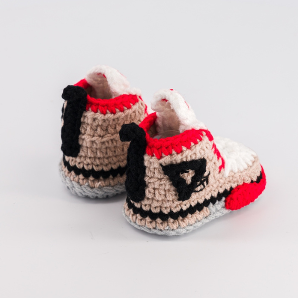 Baby Crochet Sneakers - AJ4 Rust - Baby Sneakers Shop - unisex baby crochet shoes