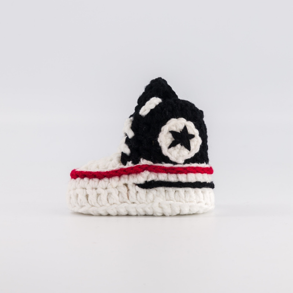 Baby Crochet Sneakers - Converse Black - Baby Sneakers Shop - unisex baby crochet shoes