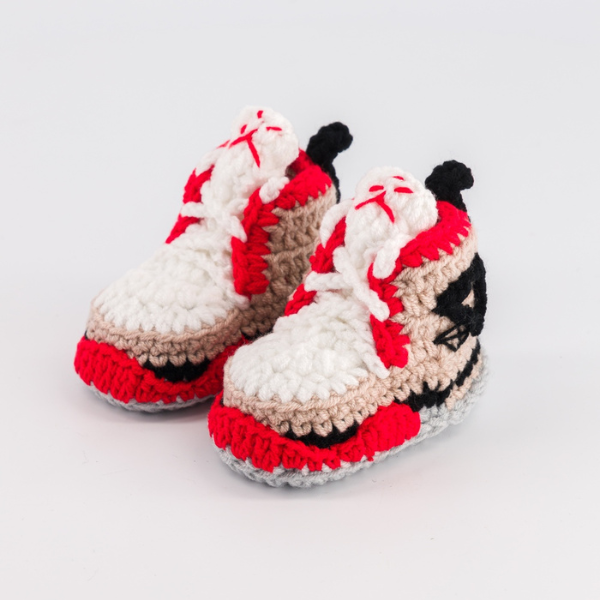 Baby Crochet Sneakers - AJ4 Rust - Baby Sneakers Shop - unisex baby crochet shoes