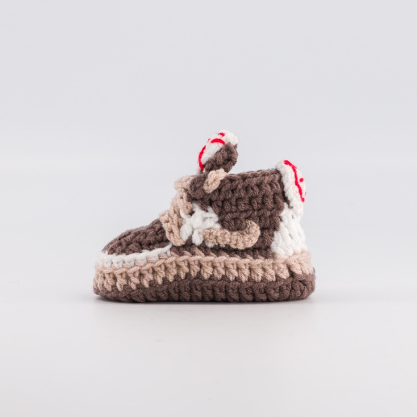 Baby Crochet Sneakers - AJ Travis Reverse Mocha - Baby Sneakers Shop - unisex baby crochet shoes