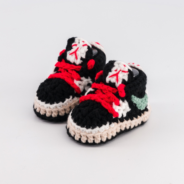 Baby Crochet Sneakers - AJ Low Black