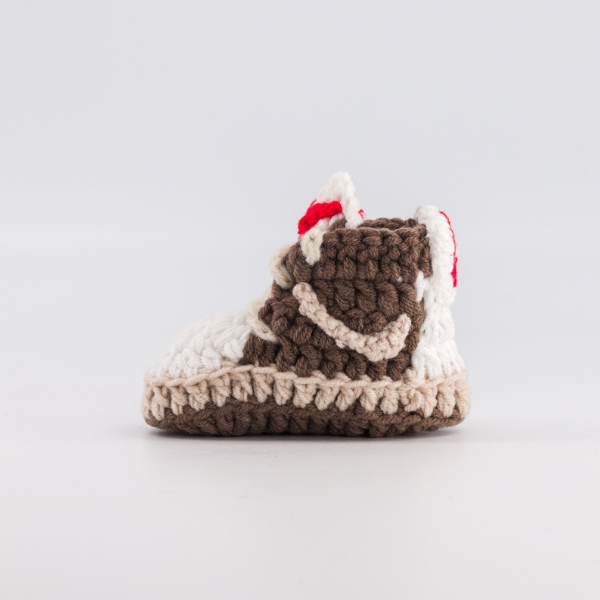 Baby Crochet Sneakers - AJ Mocha White