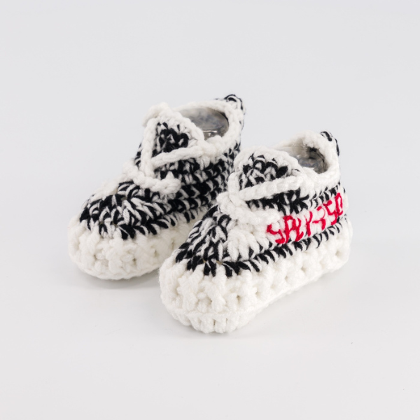 Baby Crochet Sneakers - YZY Zebra - Baby Sneakers Shop - unisex baby crochet shoes