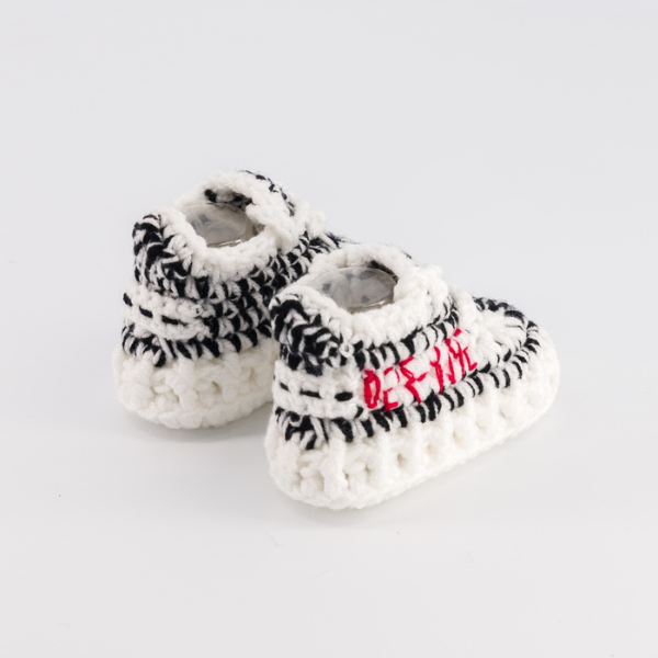 Baby Crochet Sneakers - YZY Zebra - Baby Sneakers Shop - unisex baby crochet shoes