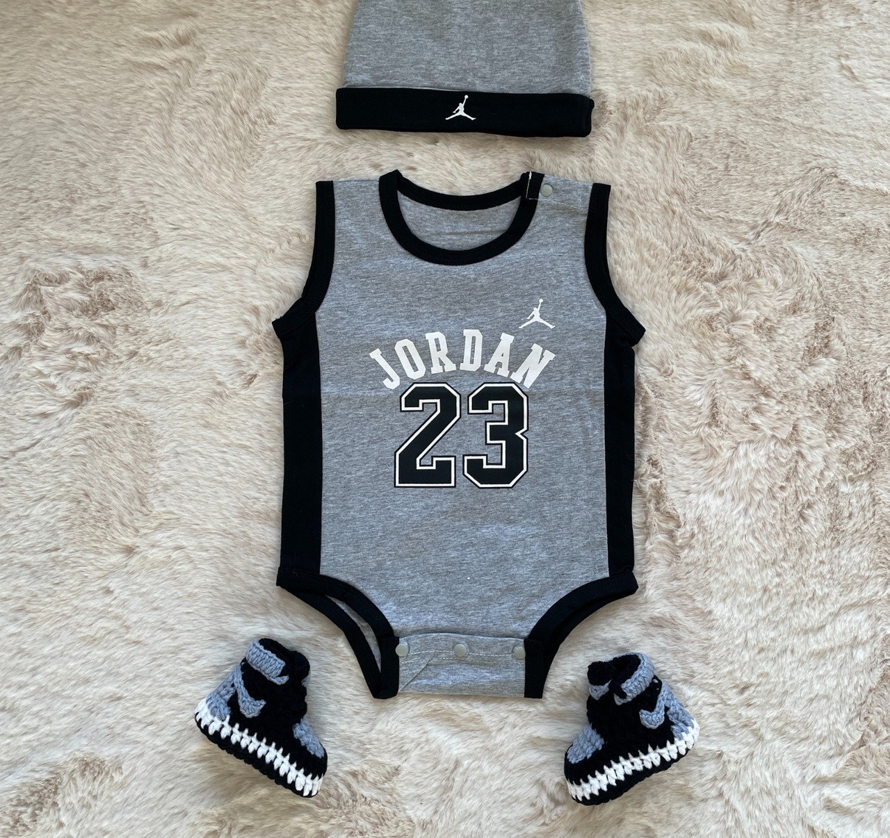 Baby Gift Pack - Lil Baller (Grey) - Baby Sneakers Shop - unisex baby crochet shoes