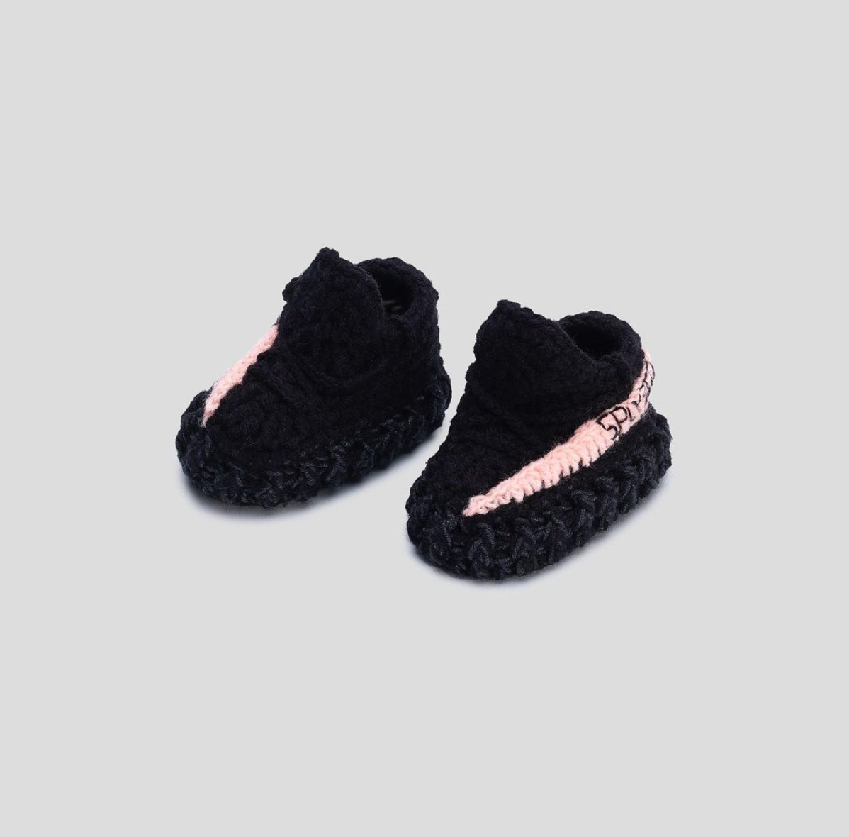 Baby Crochet Sneakers - YZY Cooper Black - Baby Sneakers Shop - unisex baby crochet shoes