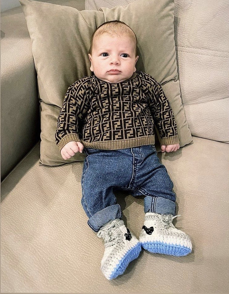 Baby Crochet Sneakers - AJ1 Dior - Baby Sneakers Shop - unisex baby crochet shoes