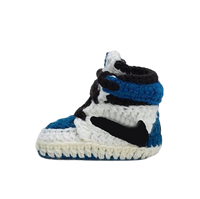 Thumbnail for Baby Crochet Sneakers - AJ1 Travis Scott x Fragment - Baby Sneakers Shop - unisex baby crochet shoes