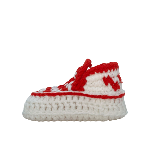 Baby Crochet Sneakers - Vans Checker Red - Baby Sneakers Shop - unisex baby crochet shoes