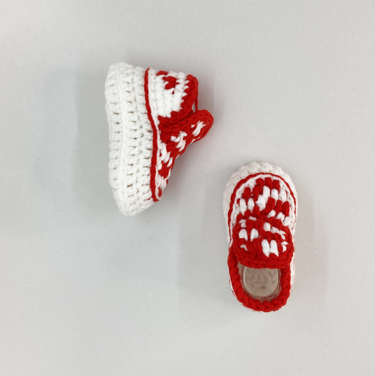 Baby Crochet Sneakers - Vans Checker Red - Baby Sneakers Shop - unisex baby crochet shoes