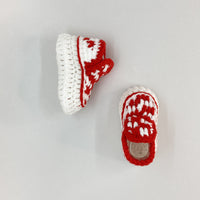 Thumbnail for Baby Crochet Sneakers - Vans Checker Red - Baby Sneakers Shop - unisex baby crochet shoes